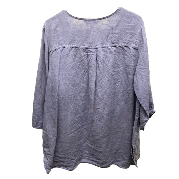 Ellen Tracy Linen Top Double Pocket 3/4 Sleeves Blouse Size 1X - Picture 8 of 11